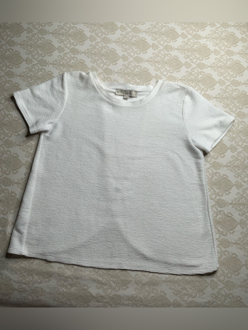 LOFT White Textured Open Back Blouse Petite Small SP